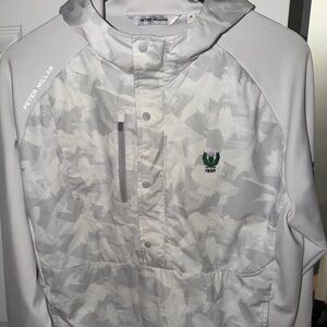 Peter Millar White Camouflage 1/4 Zip Jacket - Tour Logo